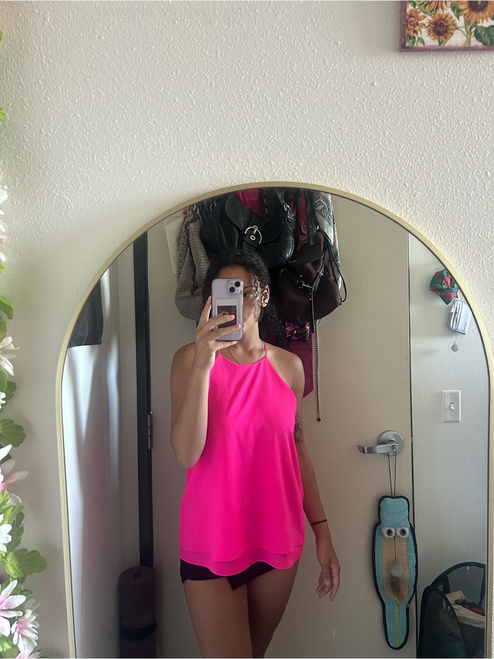 Paper Crane Hot Pink High Neck halter top